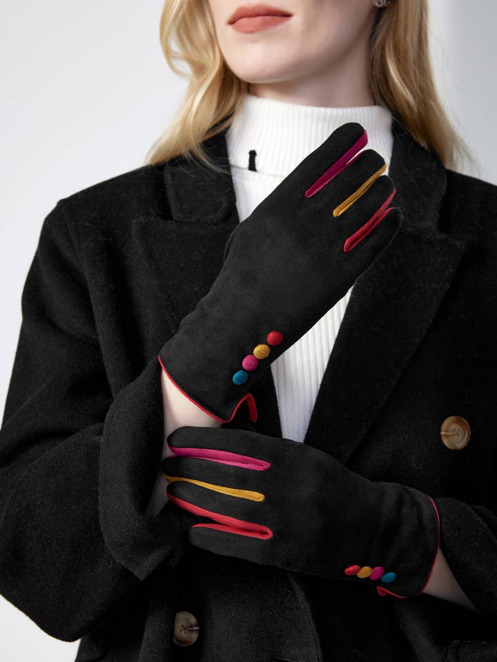 Luvas de Ecrã Tátil de Camurça Sintética para Mulheres com Acabamento Multicolorido por atacado de Aavion