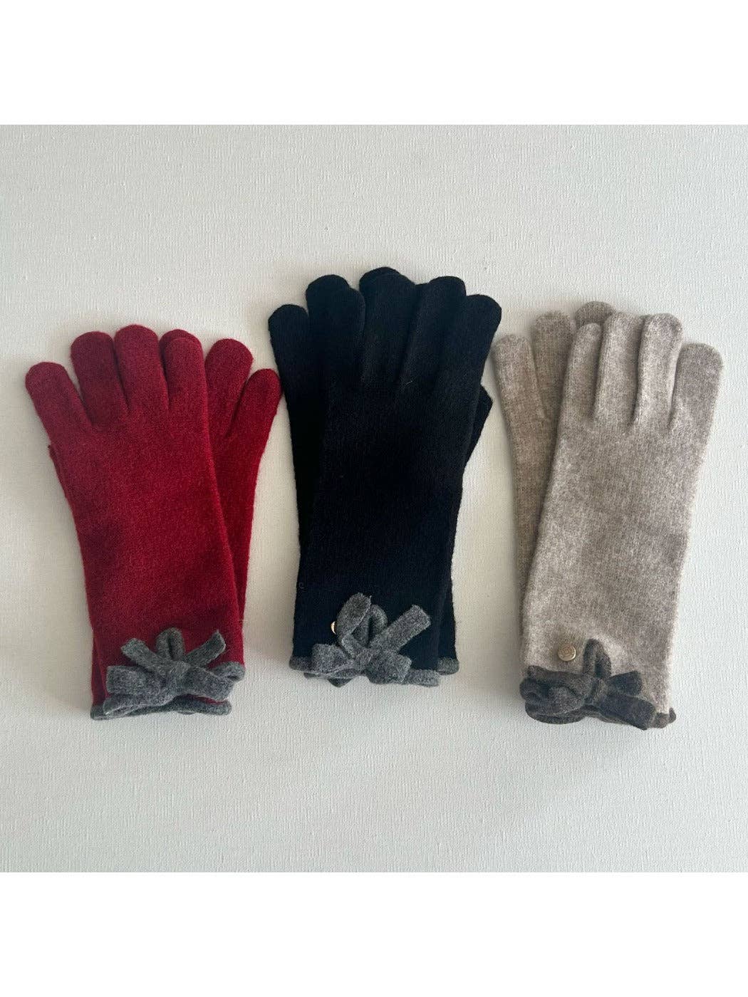 Funkyrel® Atzbranding Limited – Engroshandel Handsker - Dame – Gloving - Søde Strikkede Handsker med Sløjfe & Touchscreen8