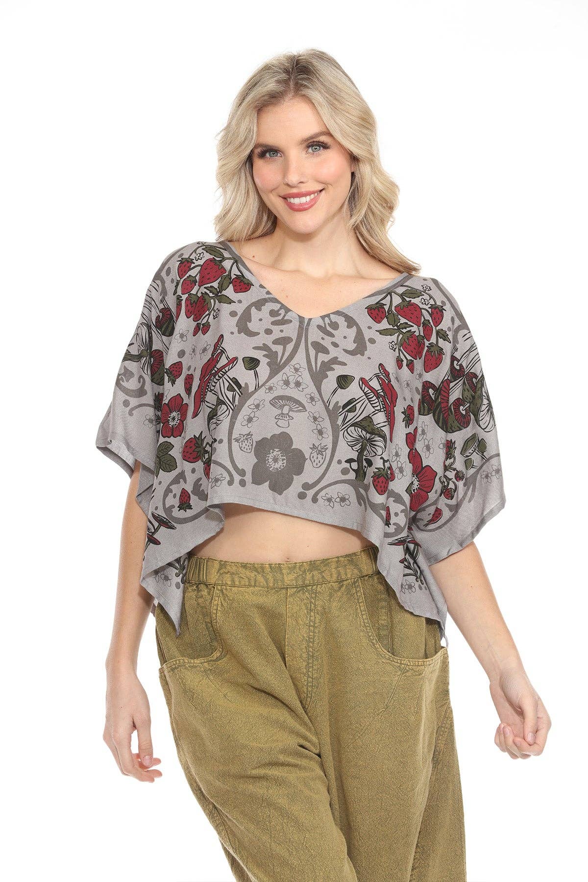 Lakhays Collection Inc. - Wholesale Blouse - Women's - Strawberry Frield Scarf Top