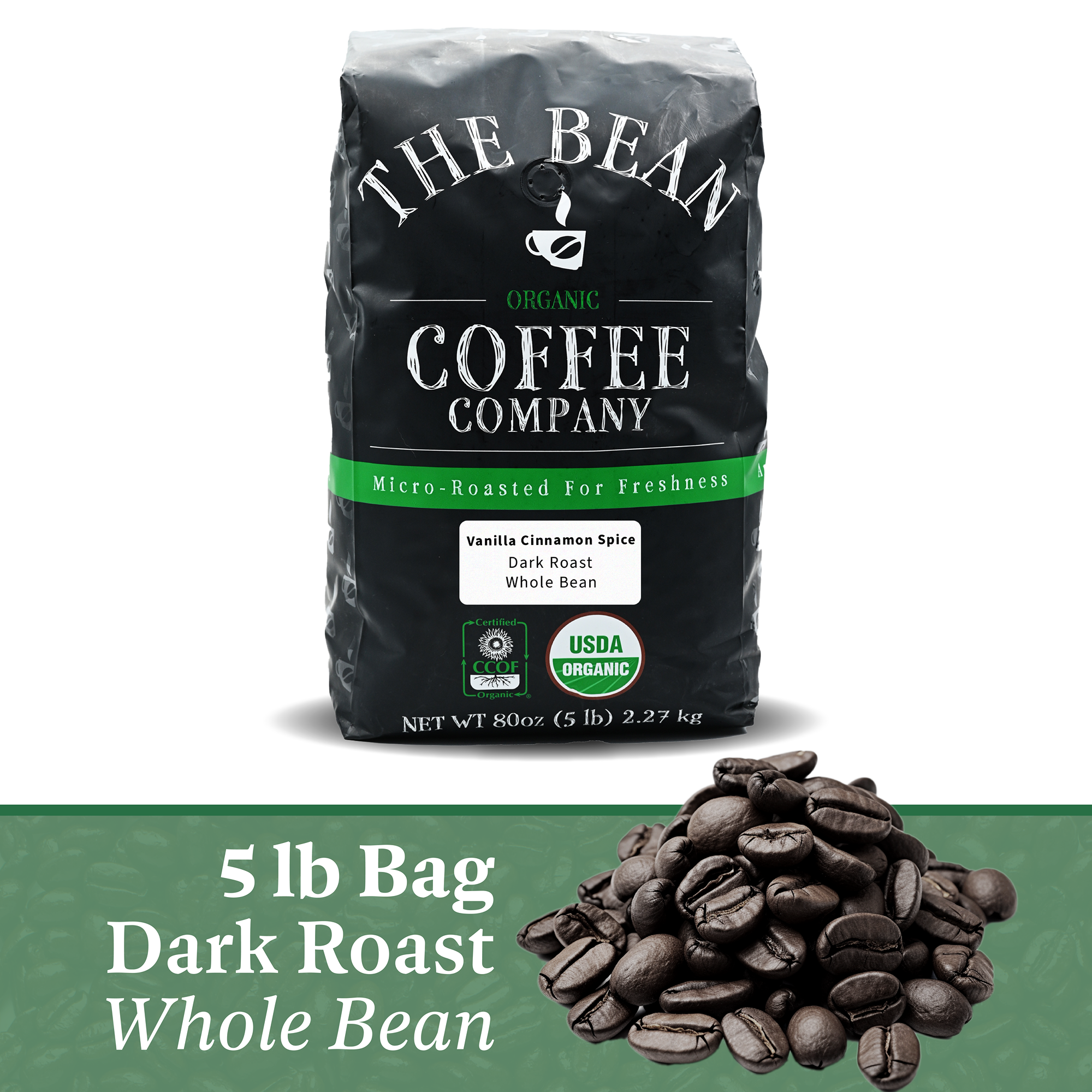 The Bean Coffee Company - Wholesale Ground Coffee - DECAF Organic Holiday Bean ~ Vanilla Cinnamon Spice Flavored Coffee10