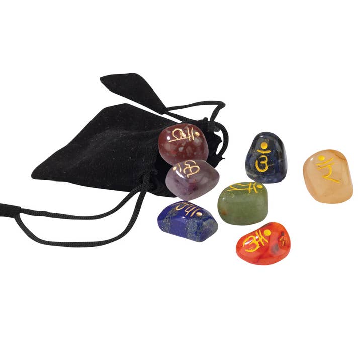 Engraved Stone Chakra Set - Promotes Inner Tranquility for wholesale by Benjamin International