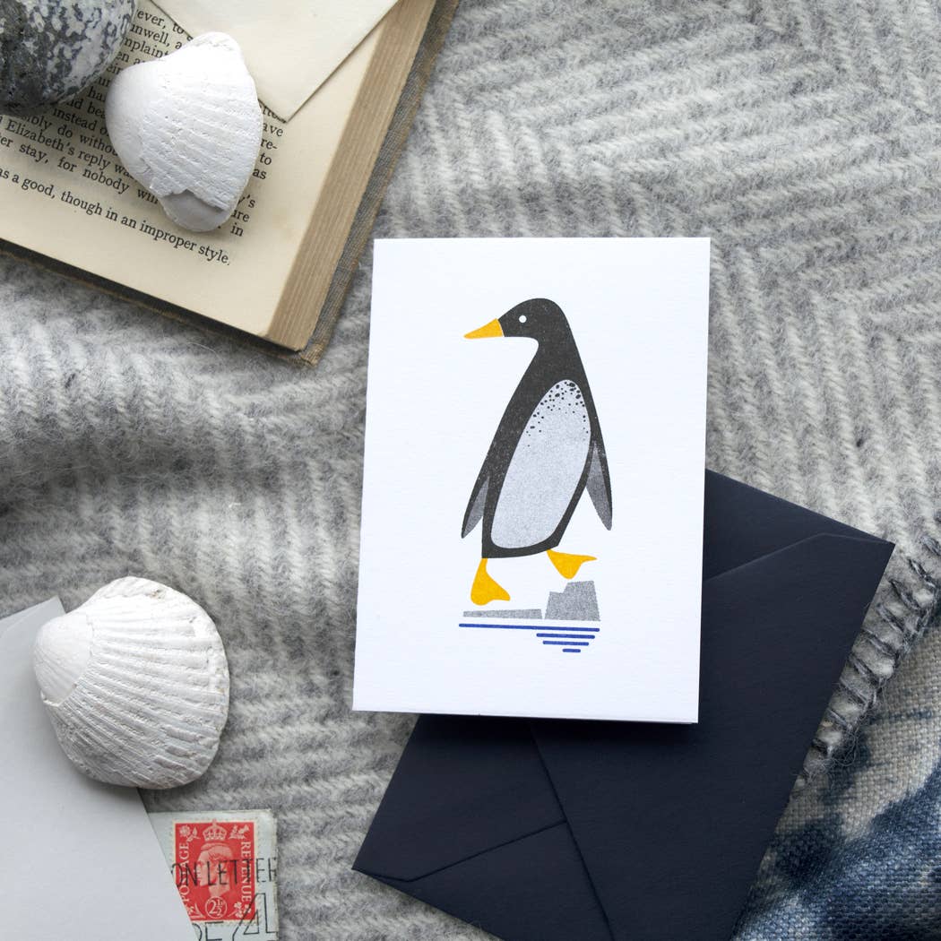 Bobbie Print – wholesale Birthday card – Funny Monochrome Penguin Character Mini Birthday Card1