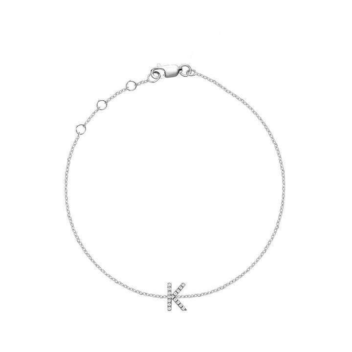 FCJ Jewelry LLC - Wholesale Charm/Dangle Bracelet - 10k Gold Mini Block Initial Diamond Bracelet4