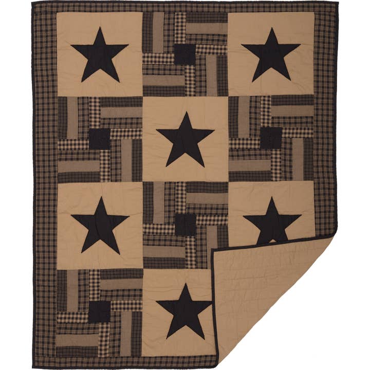 VHC Brands - Wholesale Throw Blanket - Black Check Star Quilted Throw 50x601