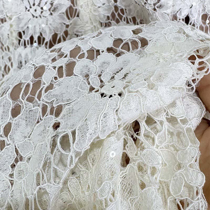 off white DR571Y Elegant Summer Lace Dress with Bowknot and Slim Fit  for wholesale on Faire7