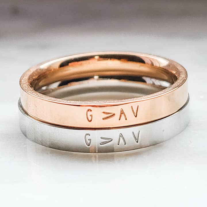 Bague estampillée, Dieu est plus grand que les hauts et les bas pour la vente par MKayAccessories