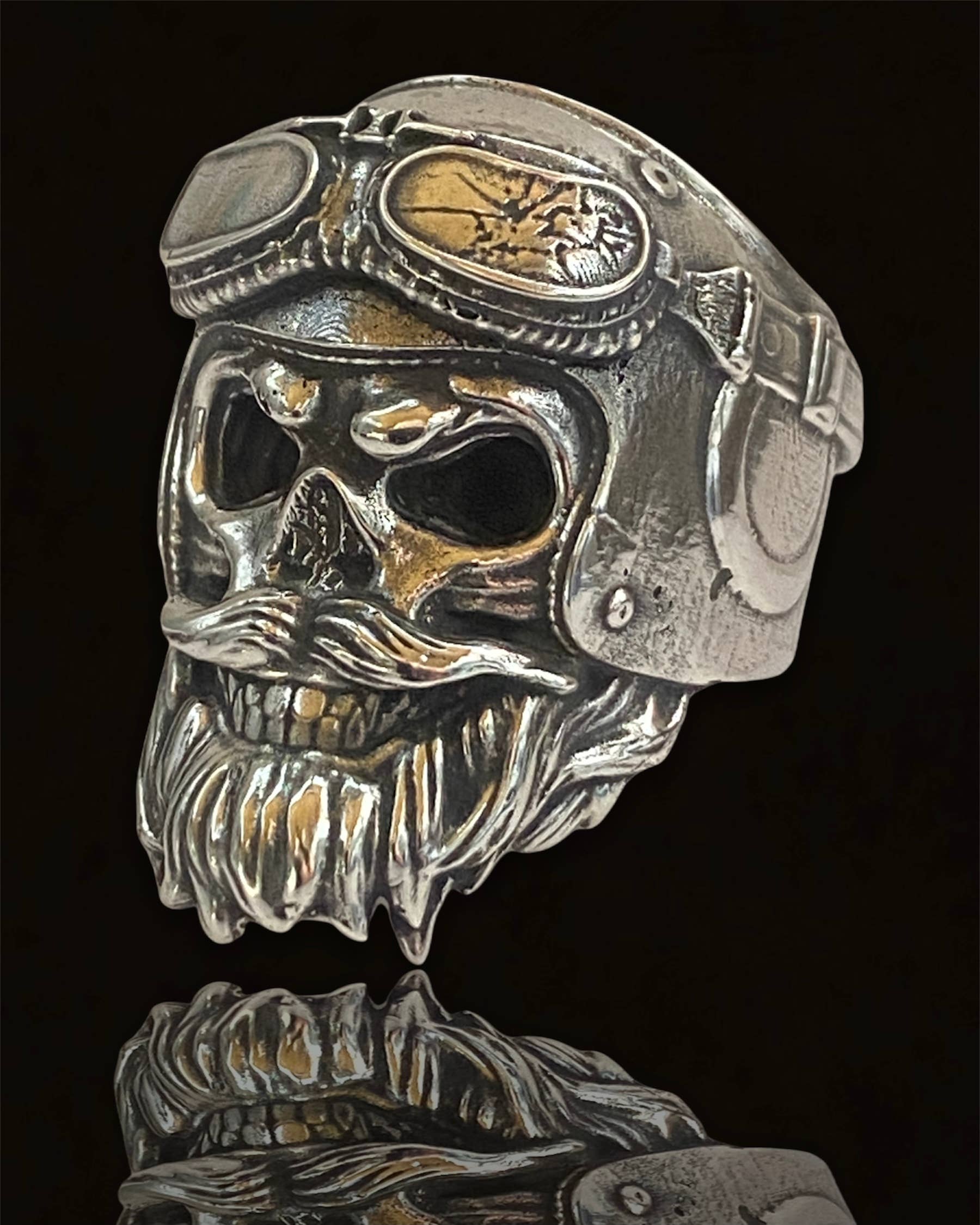Hi Octane | SilverBotanica - Wholesale Cocktail/Statement Ring - Bearded Biker Skull Ring2