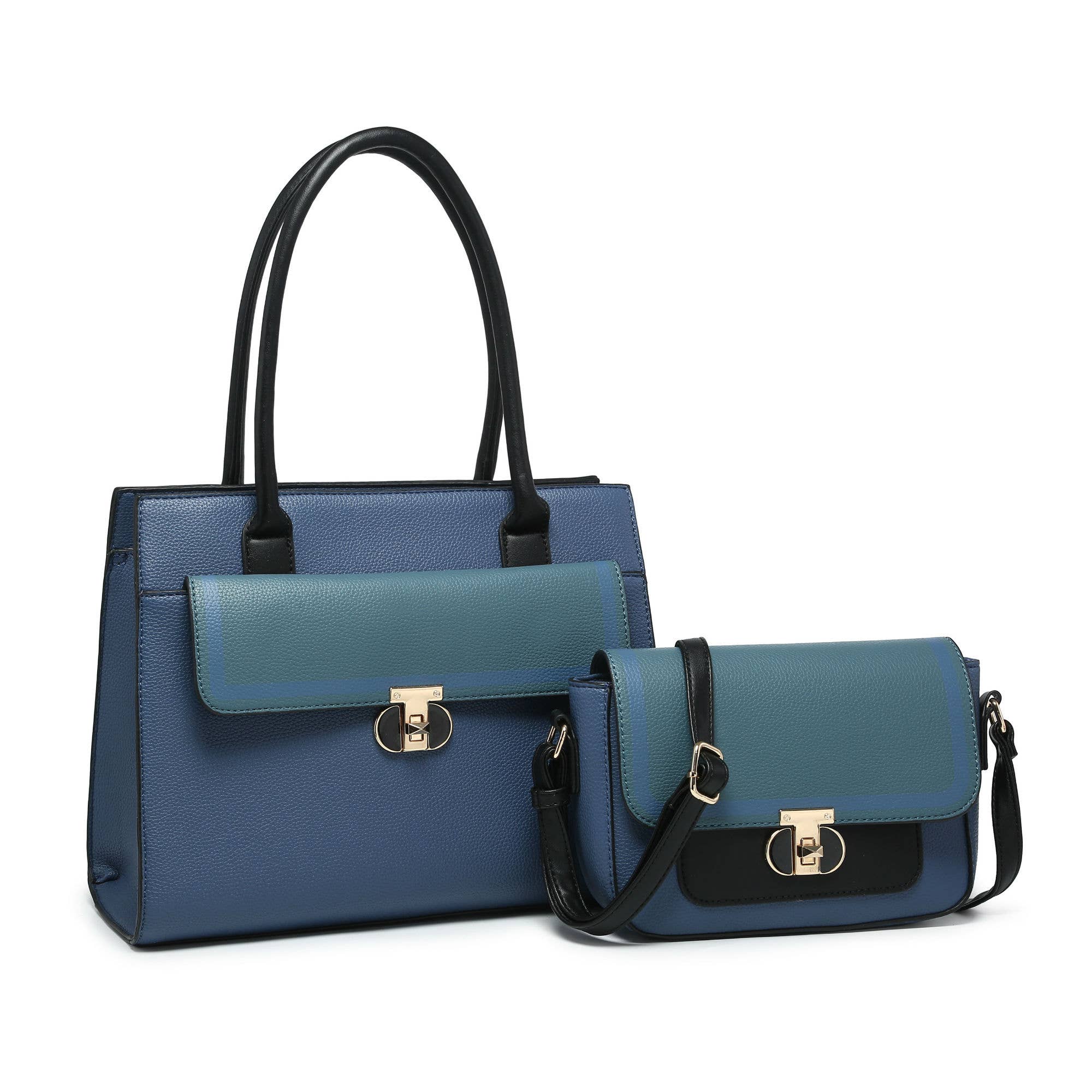 Papaya Fashion Ltd - Vente Tote bag – femme - Sac fourre-tout et sac à bandoulière MCZ2411-Mult-2en1 Twist Lock Colour Block1