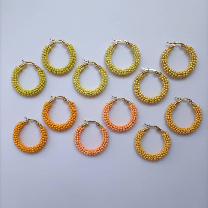 Embroidered Earrings | Yellow and Orange Tones for wholesale by Kolorya
