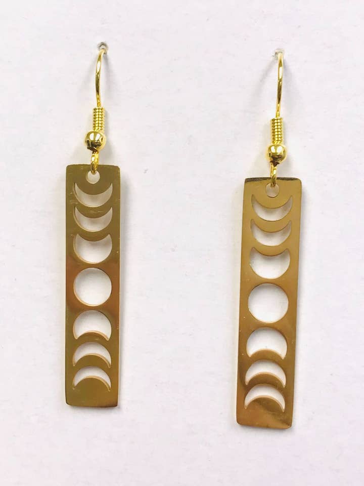 GOLD Moon Phase Earrings stainless steel for wholesale by SimpleNGreat