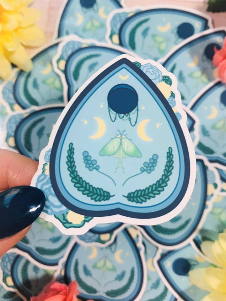 Luna Moth Planchette - Die Cut Sticker for wholesale by Emily Rose Creates