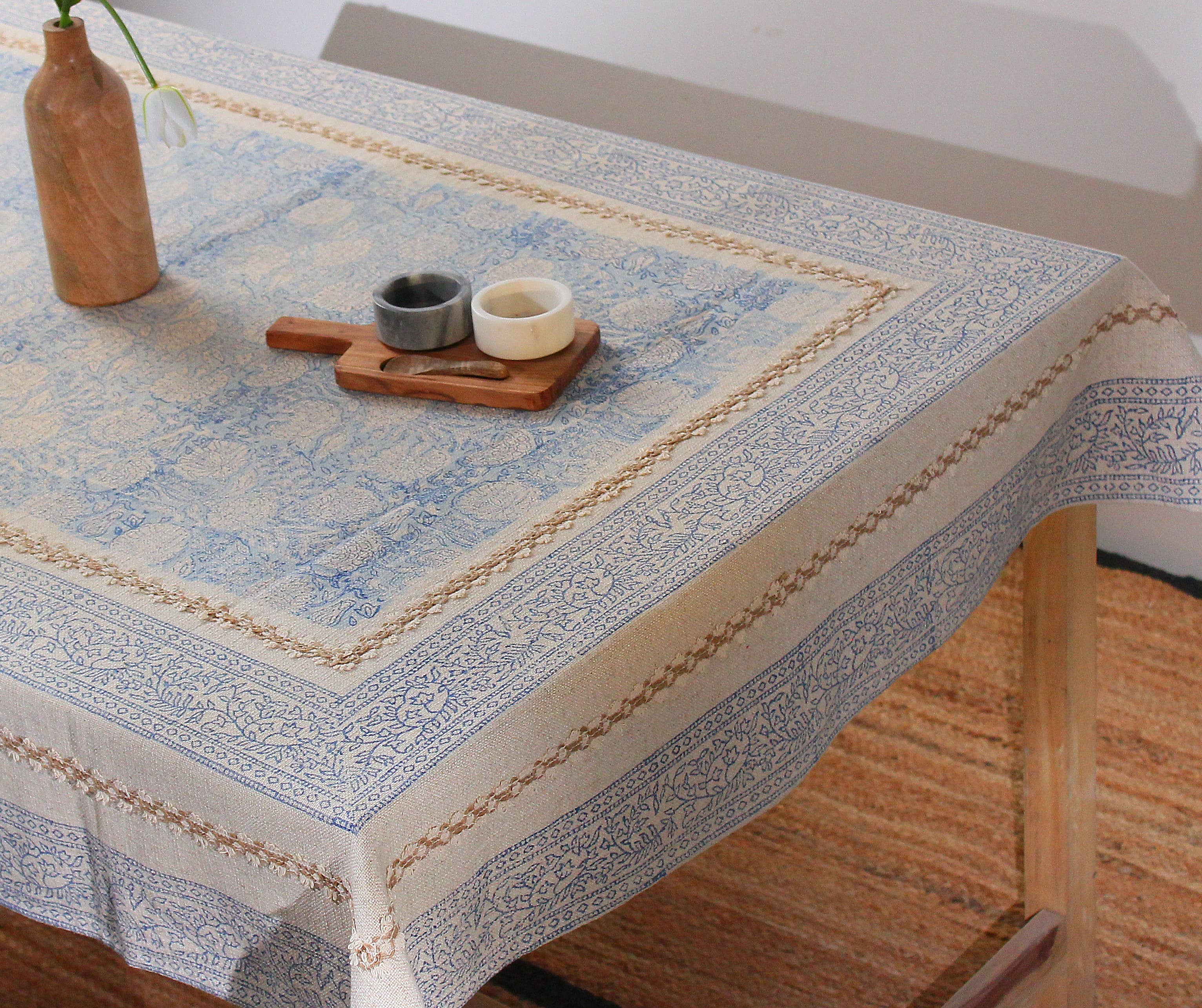 Eyda Homes - Wholesale Tablecloth - Handmade Cotton Tablecloth | Floral Block Print Table Cover12