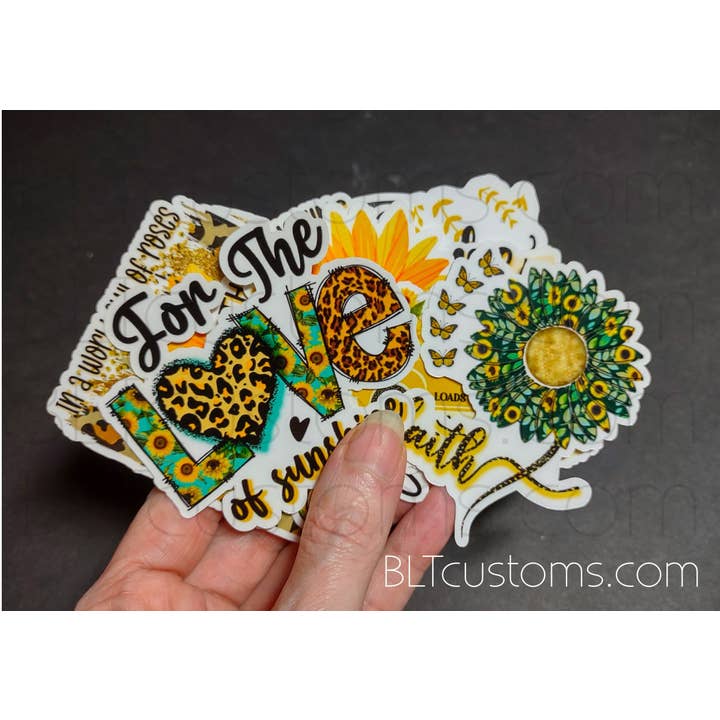 Sunflower Stickers, Sticker bundle, 12pc set for wholesale by BLT Customs