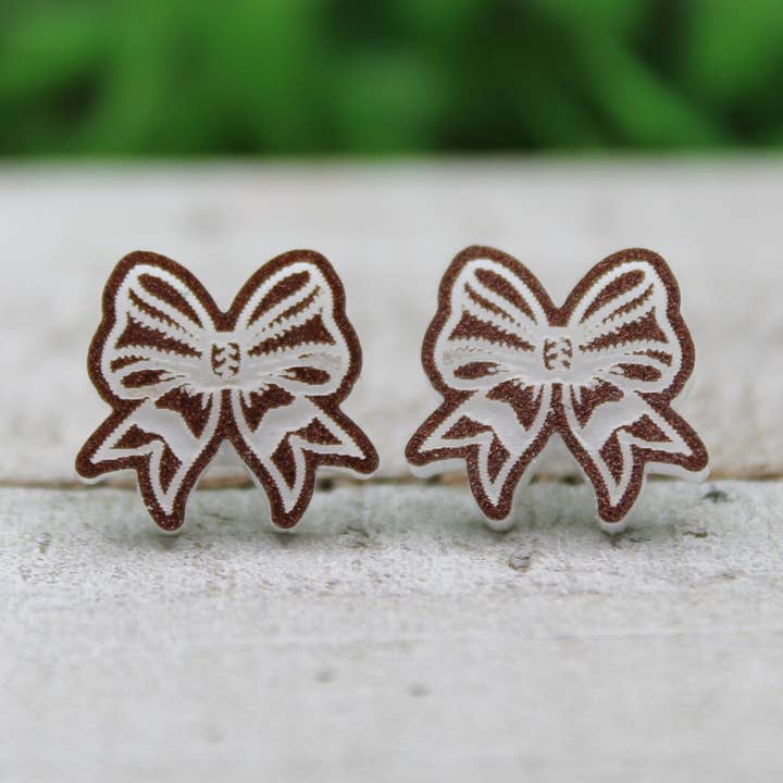 Football Bow Stud Earrings for wholesale by Hylidae Boutique