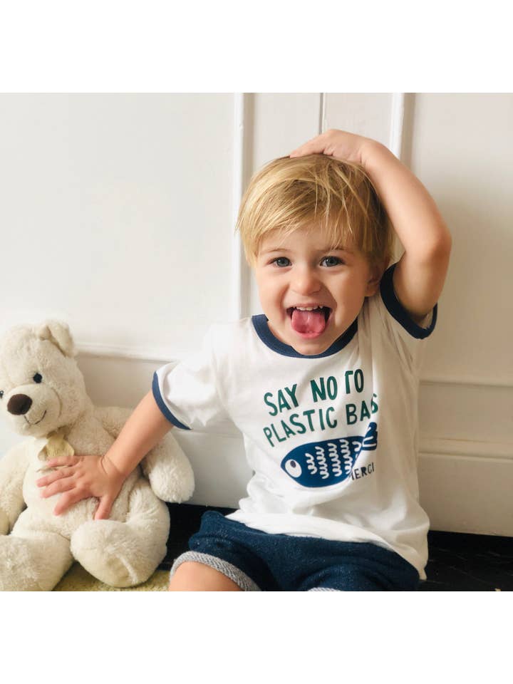 French Poésie – wholesale T-shirt med screentryck – Barn – Säg nej till plastpåsar T-shirt