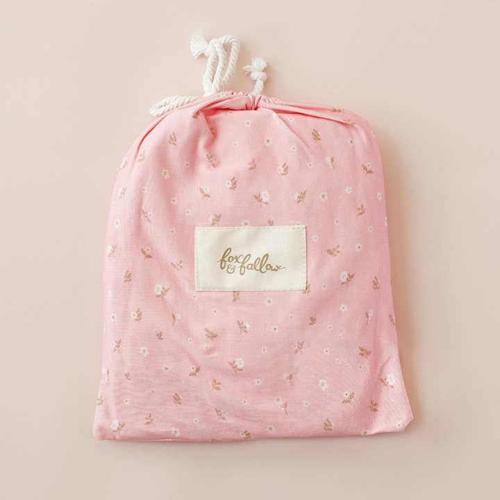 Dusty Roses Organic Fitted Cot Sheet for wholesale by Fox & Fallow