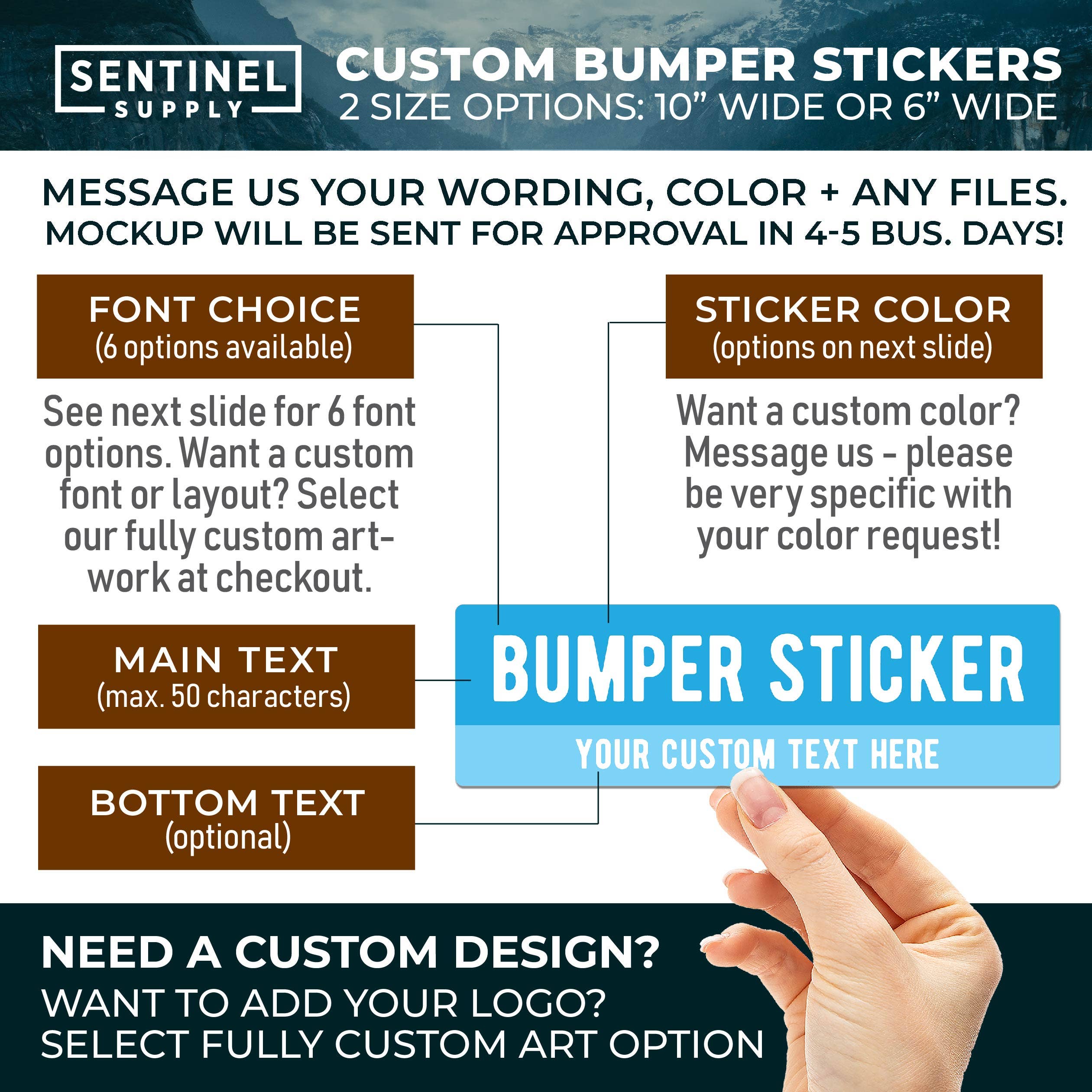 Sentinel Supply - Wholesale Sticker - Custom Bumper Stickers - Large Name Drop Decals1