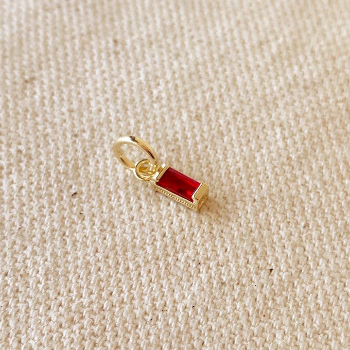 GoldFi - Wholesale Individual Charm/Pendant - 18k Gold Filled Baguette Birthstone Charm