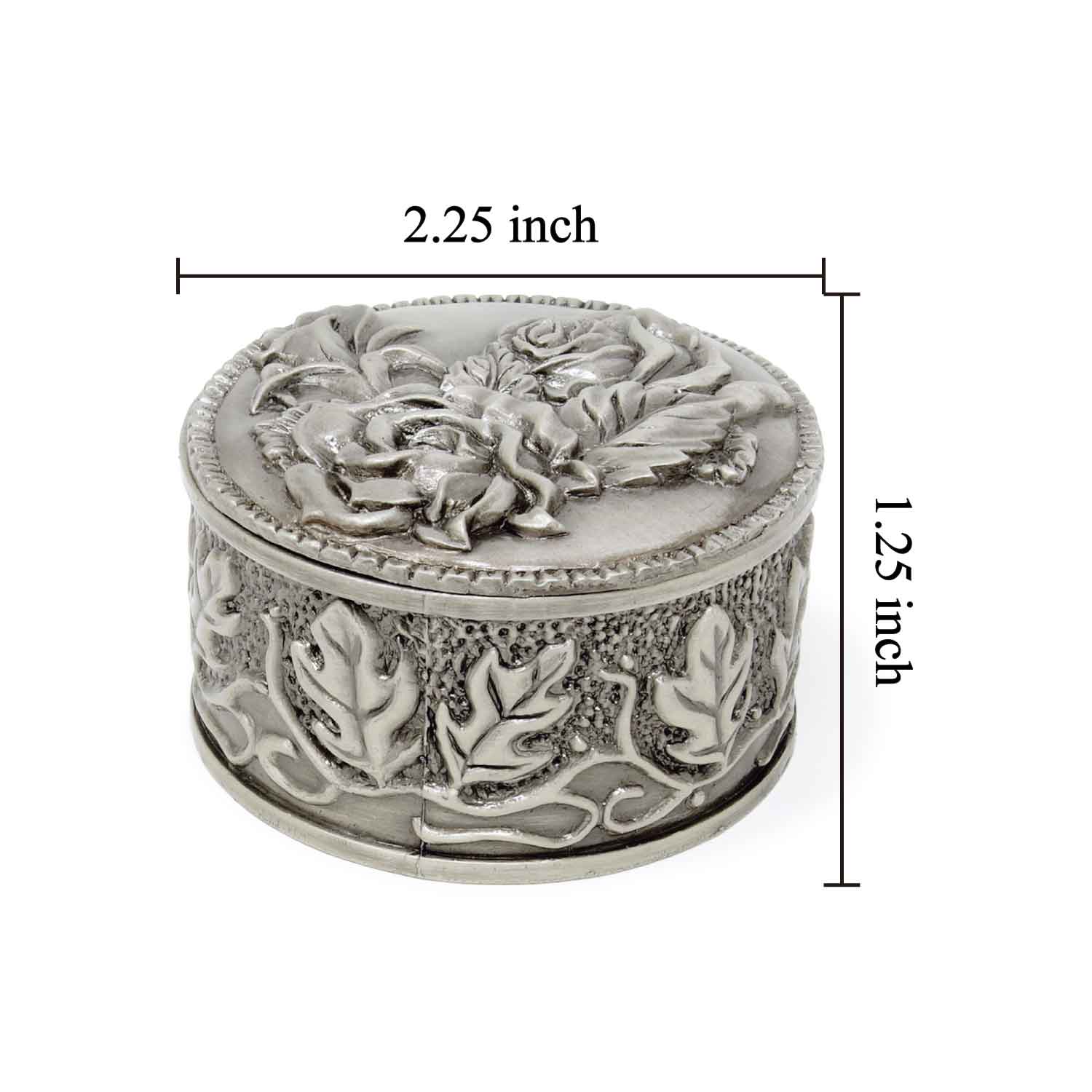 Supreme Housewares - Wholesale Decorative Box - Vintage Rose Embossed Round Trinket Box1