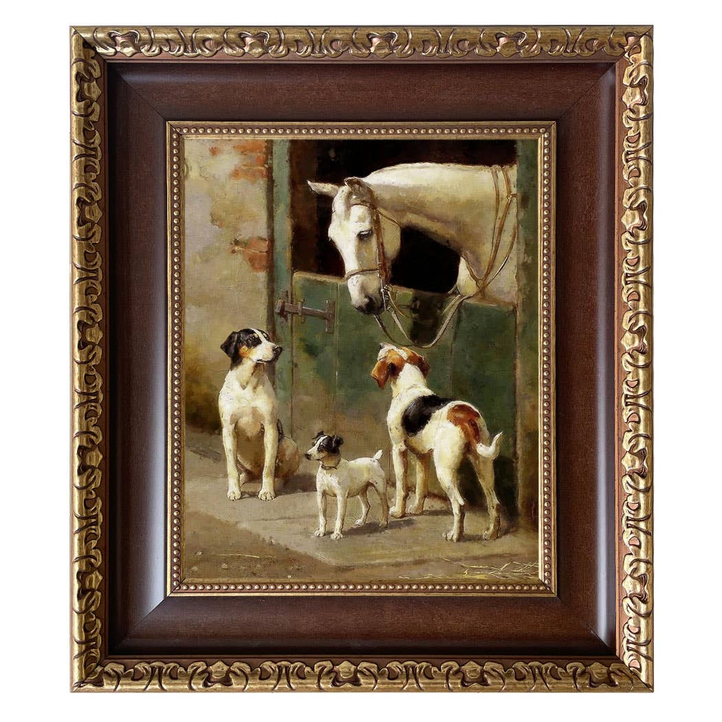 Madison Bay Co. - Historical Home Decor Reproductions - Wholesale Art Print - Dog and Horse at Stable Vintage Painting Print on Canvas108