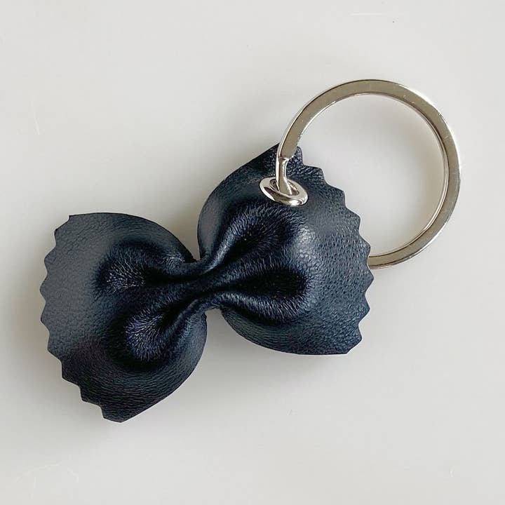 Farfalle Leather Keychain - Black for wholesale by Melo Melo