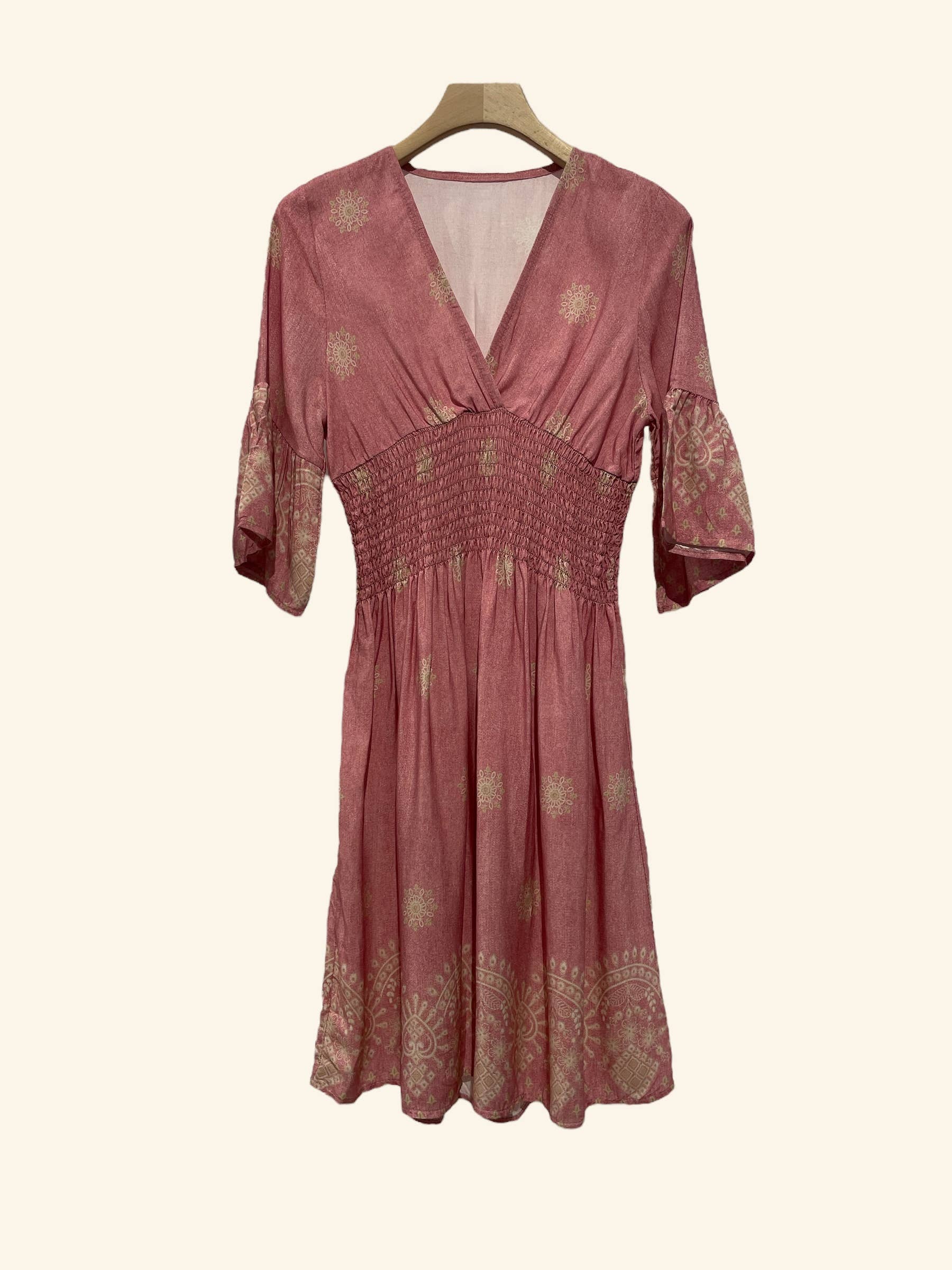 Nota bene - Wholesale Dress - Women's - Short smocked printed dress Art238656