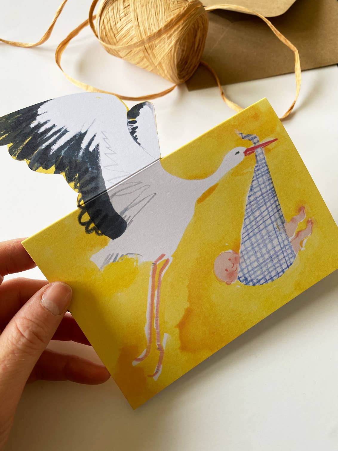Esther Kent Design - Wholesale Baby Card - Stork Mantelpiece Card2
