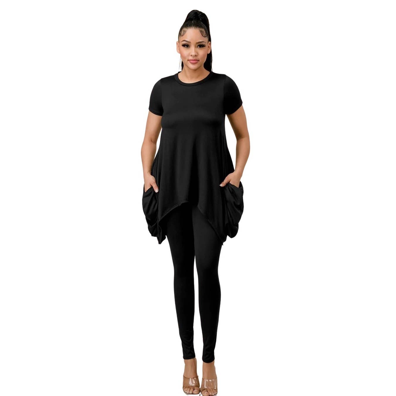 To Star - Wholesale Lounge Set - Women's - 2PC Oversized Tee and Long Leggings Set w Pockets 1