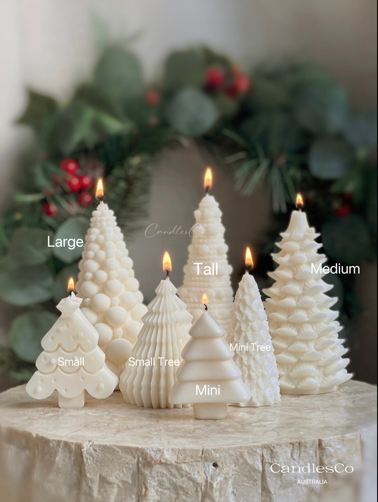 White Unscented Hand-Poured Soy Wax Christmas tree for wholesale on Faire8