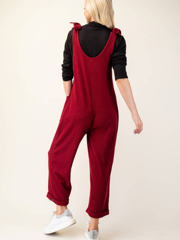 Celeste Clothing – Großhandel Jumpsuit – Damen – Plus-Size verstellbarer Rippen-Overall mit Fronttaschen - CP4387335