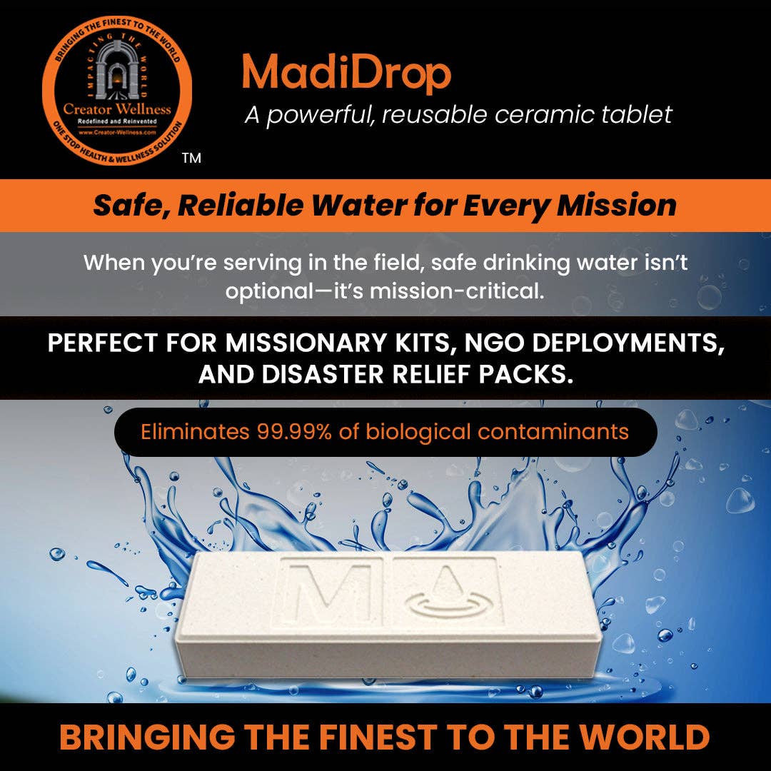 Creator Wellness - Wholesale Water Filter - MadiDrop™ Silver-Ceramic Water Purifier Tablet | Safe, Eco-Friendly, Long-Lasting1