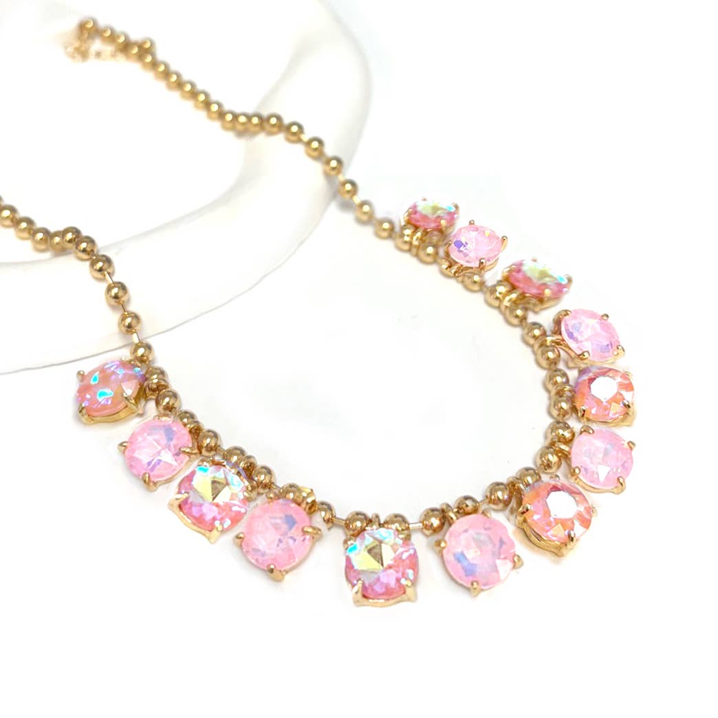 StarryNYC - Wholesale Beaded/Pearl Necklace - Crystal Glass Bead Dangle Station Ball Beaded Chain Necklace30