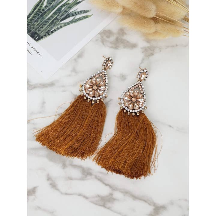 Victoria Moda - Wholesale Tassel Earrings - Zirconia Earrings With Fringes2
