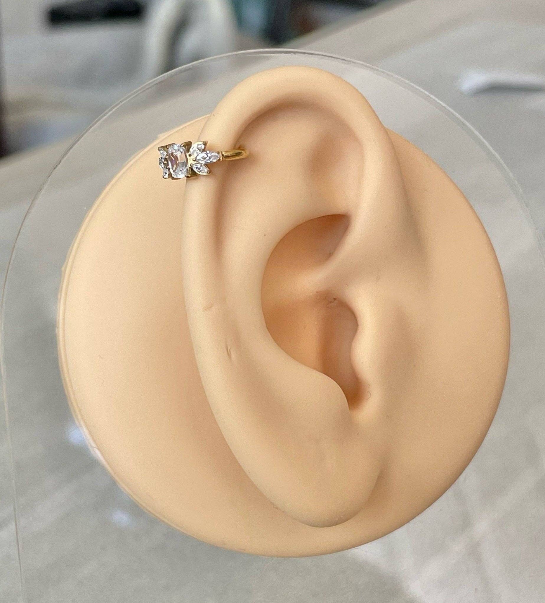 Elara Body Jewelry - Wholesale Single Earring - Gold Helix or Conch Earring (16G | 8mm or 10mm | Titanium | Gold or Silver)3