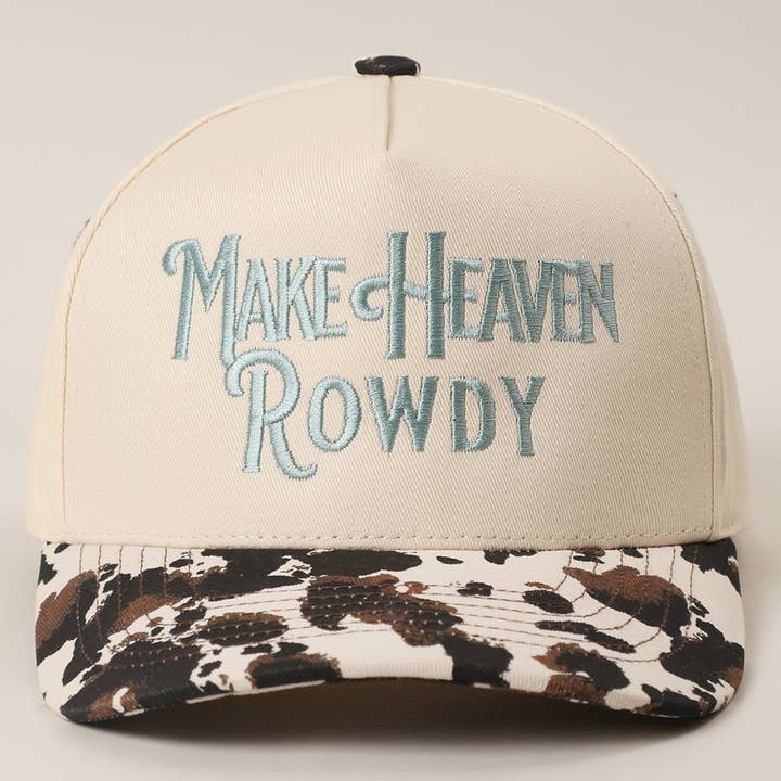 Fashion City - Wholesale Trucker Hat - Unisex - MAKE HEAVEN ROWDY Embroidered Cow Print Brim Trucker Hat12