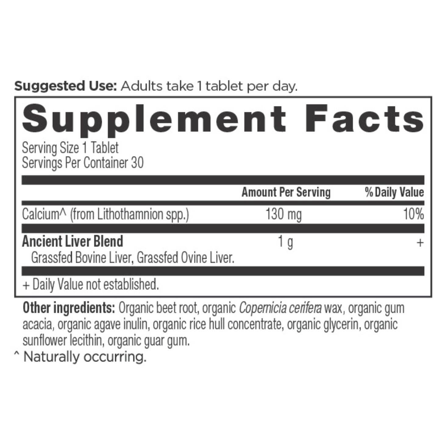 Ancient Nutrition - Wholesale Oral Supplement/Vitamin - Grass-Fed Liver Once Daily | Tablets (30 Tablets)1