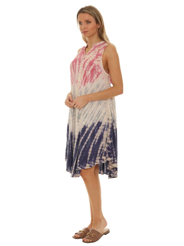 Shoreline Wear. INC - Wholesale Dress - Women's - Tri-Colors Tie-Dye With Button up Rayon Sundress8