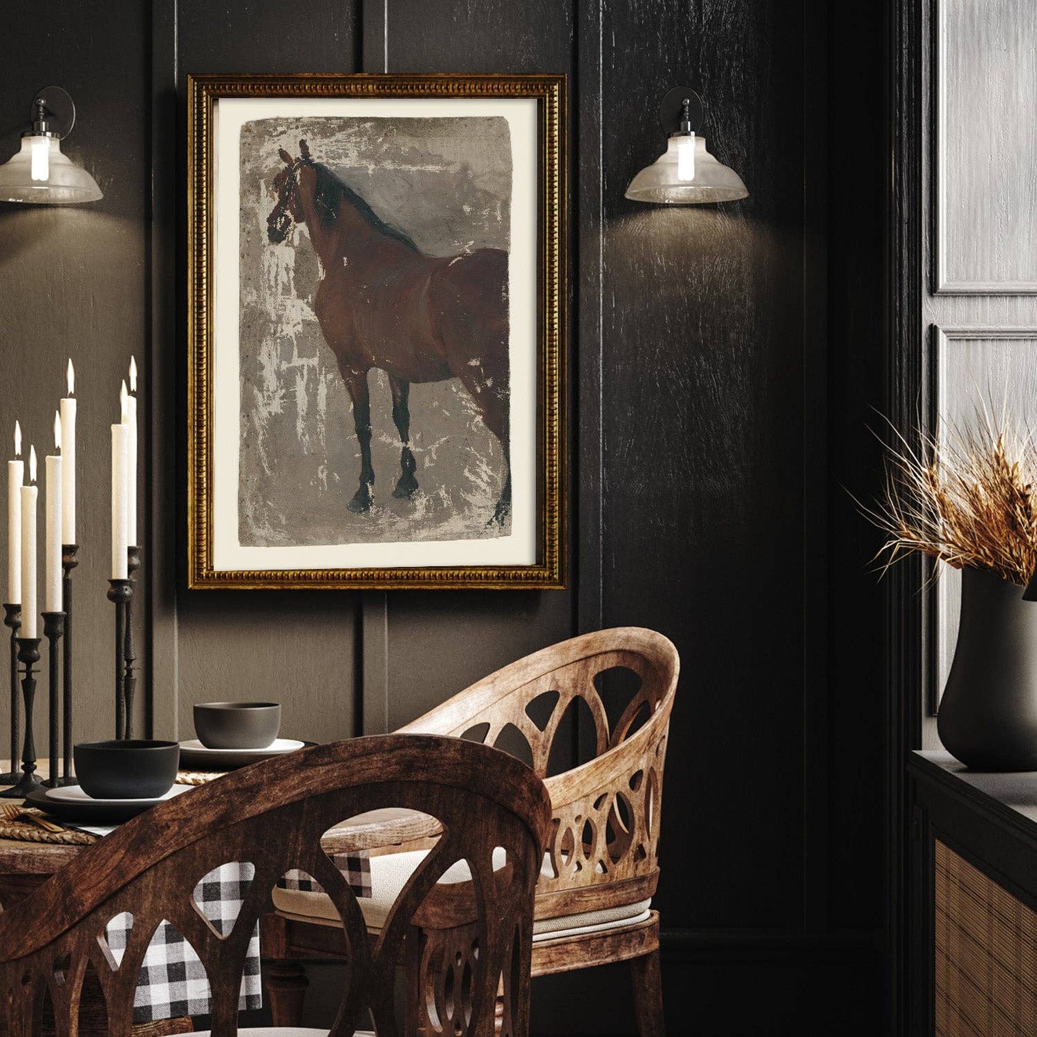 Paper House Print Shop - Wholesale Art Print - Distressed Horse Painting Vintage Art Print0