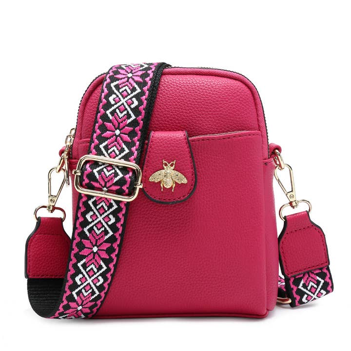Papaya Fashion Ltd - Wholesale Crossbody Bag - Women's - B23001 Bee Cross Body Handbag with double zip top sections6