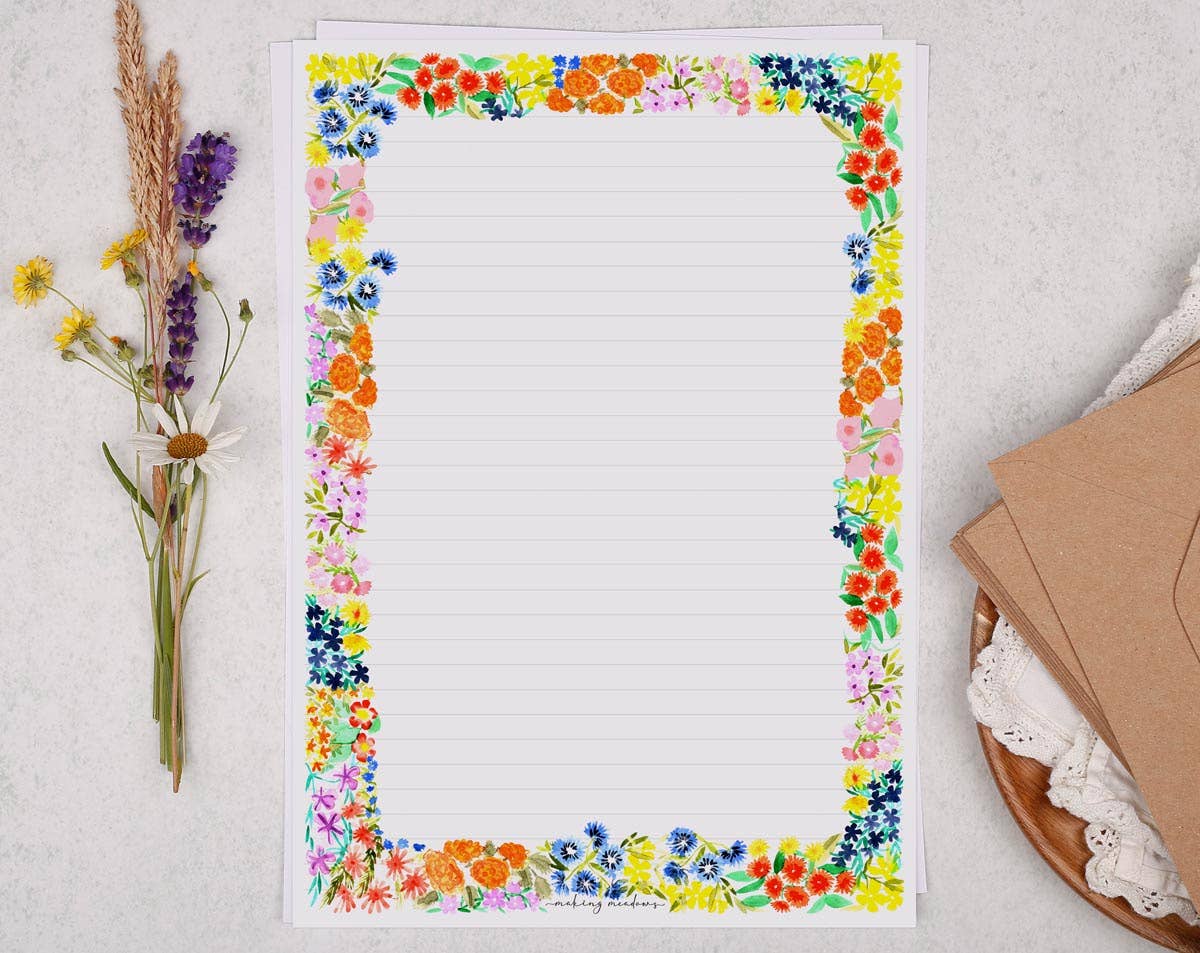 Making Meadows Ltd – wholesale Letterhead – A4 writing paper with a bold floral flowers | Letter Paper0