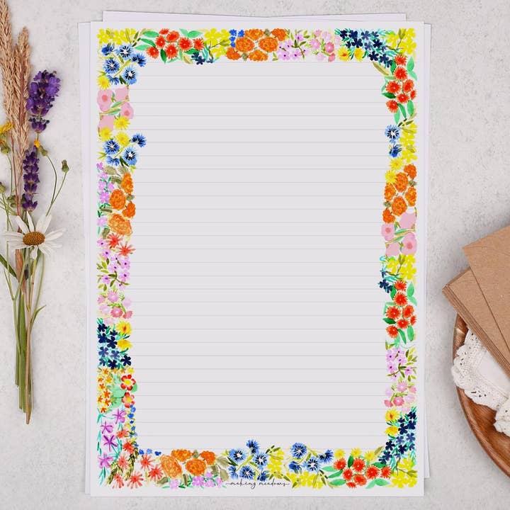 Making Meadows Ltd – wholesale Letterhead – A4 writing paper with a bold floral flowers | Letter Paper