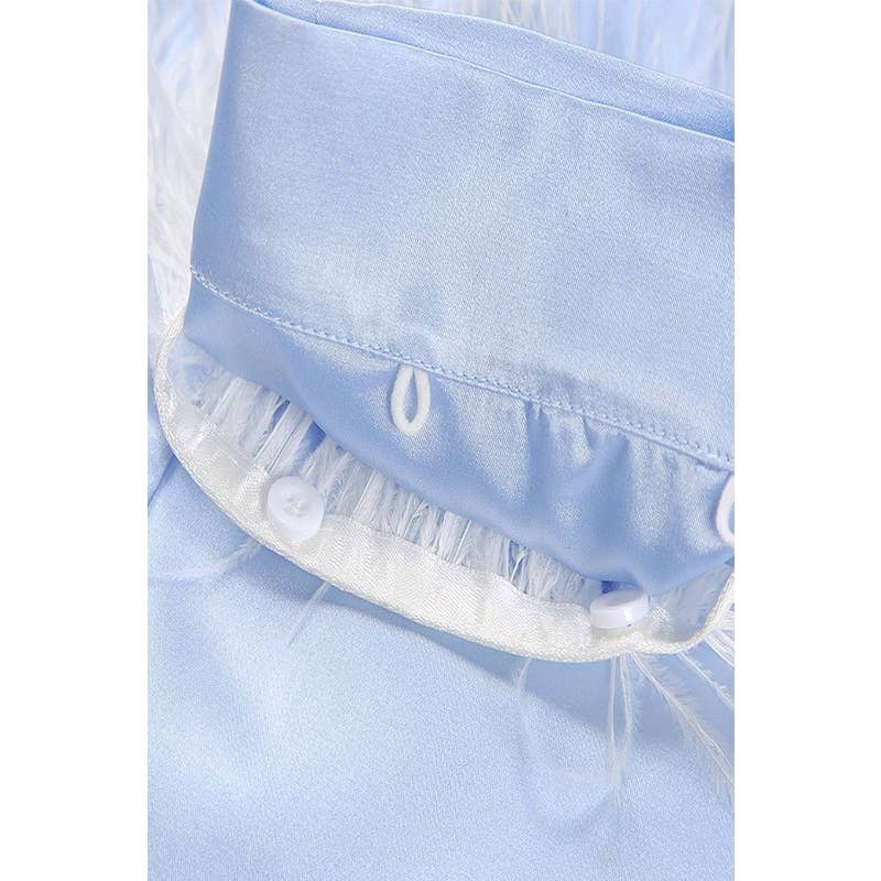 Paperdoll - Vente Haut et bas de pyjama – femme - Pyjama court à manches longues en plumes de soie4