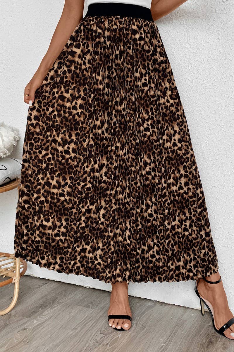 CWBMS0282_AUTUMN AND WINTER LEOPARD PRINT PLEATED SKIRT for wholesale on Faire2