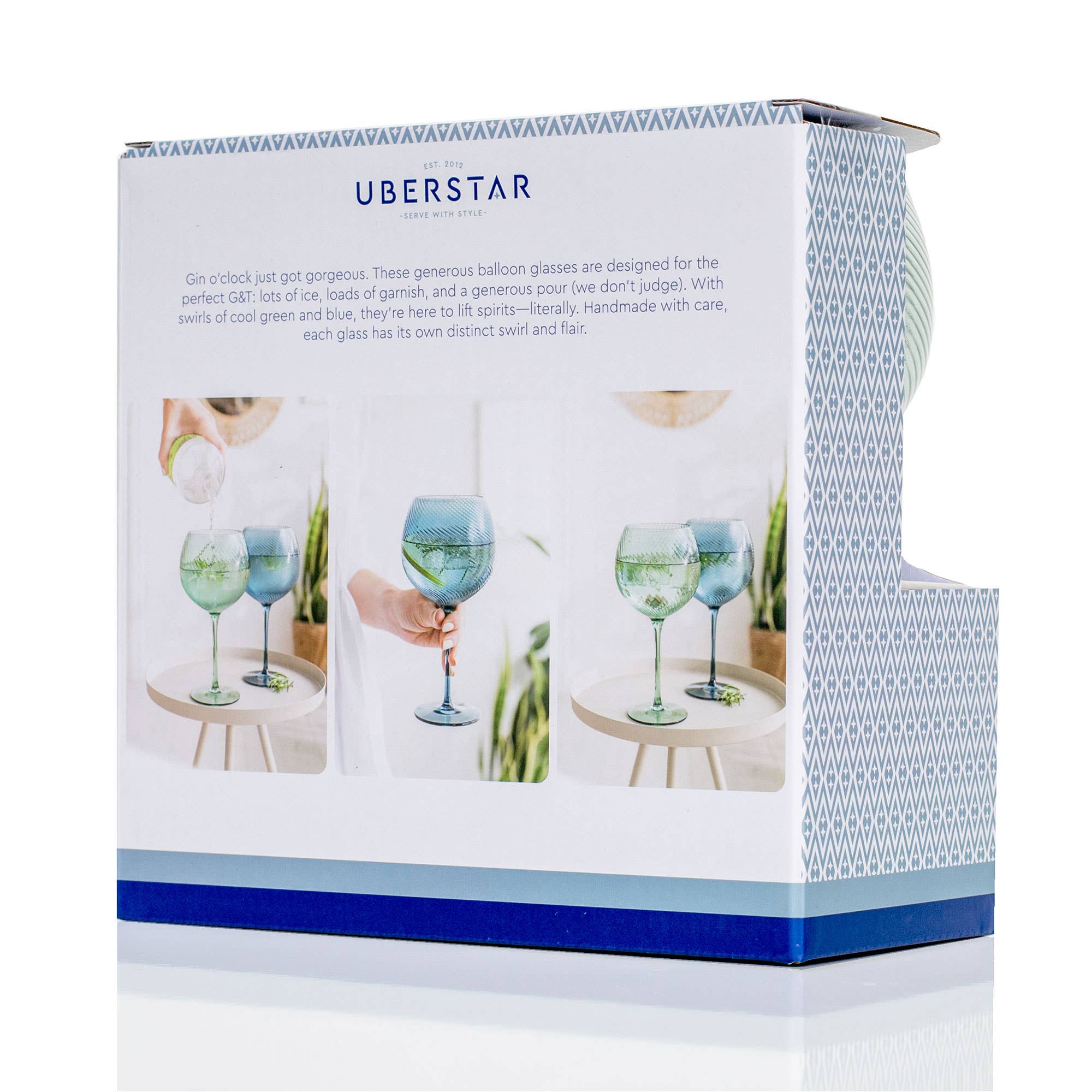 UBERSTAR – wholesale Cocktail/liquor glass – Twist Gin Glasses - Set of 2 Blue/Green8