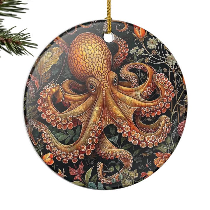 Squid William Morris Christmas Ornament for wholesale by Miss Crabtree