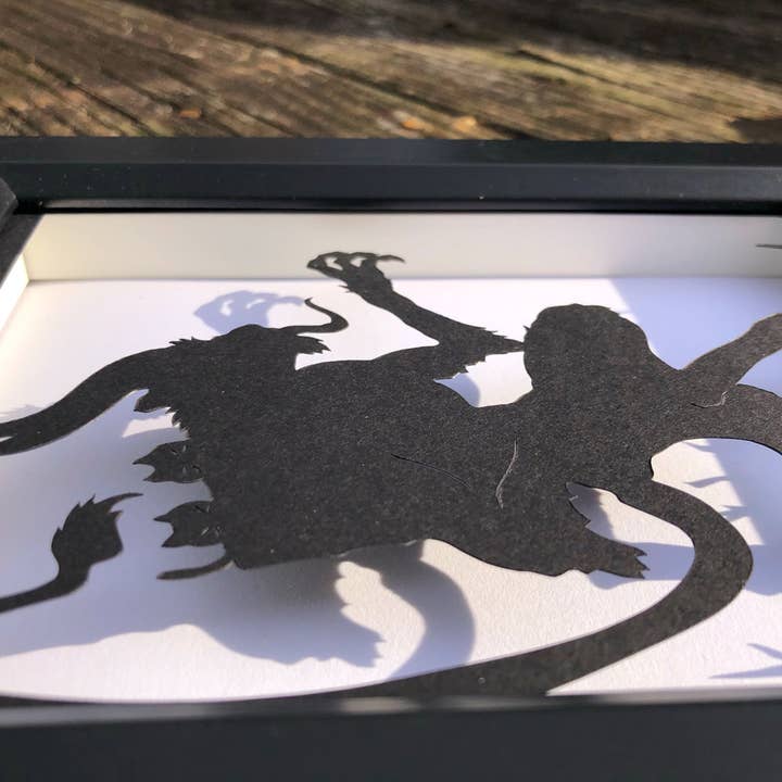 Squirrel Tacos Papercuts - Wholesale Art Print - Framed Hand Cut Paper Art 5x7 - Krampus3