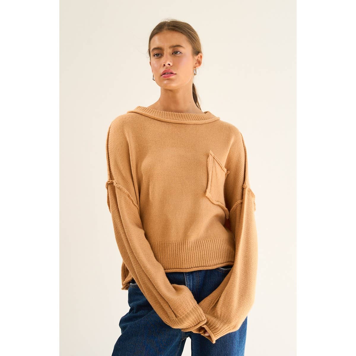 CHAMEAU Pull en maille à coutures apparentes en vente sur Faire1