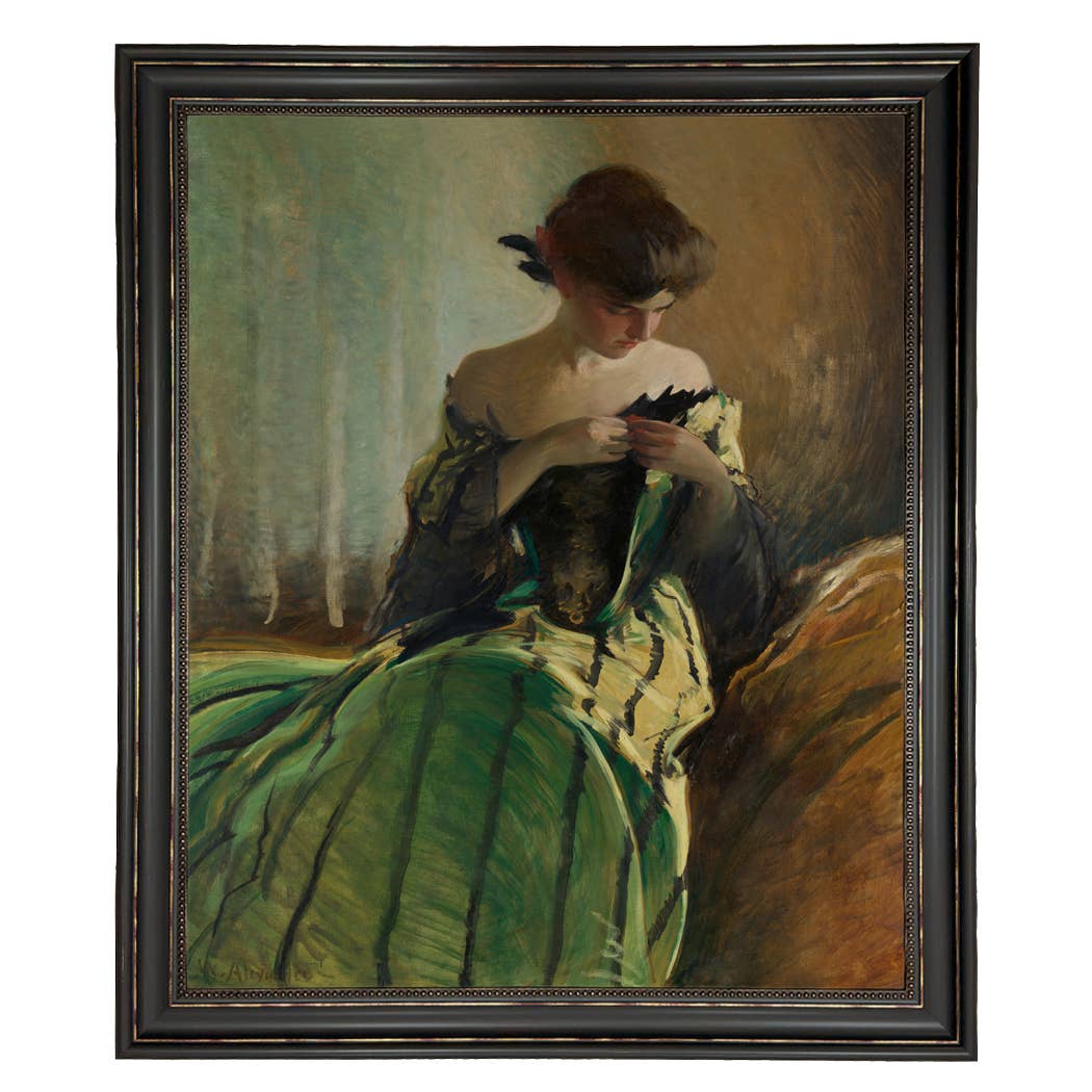 Madison Bay Co. - Historical Home Decor Reproductions - Vendita all'ingrosso Stampa artistica - Stampa su Tela Vintage di Donna in Abito Nero e Verde20