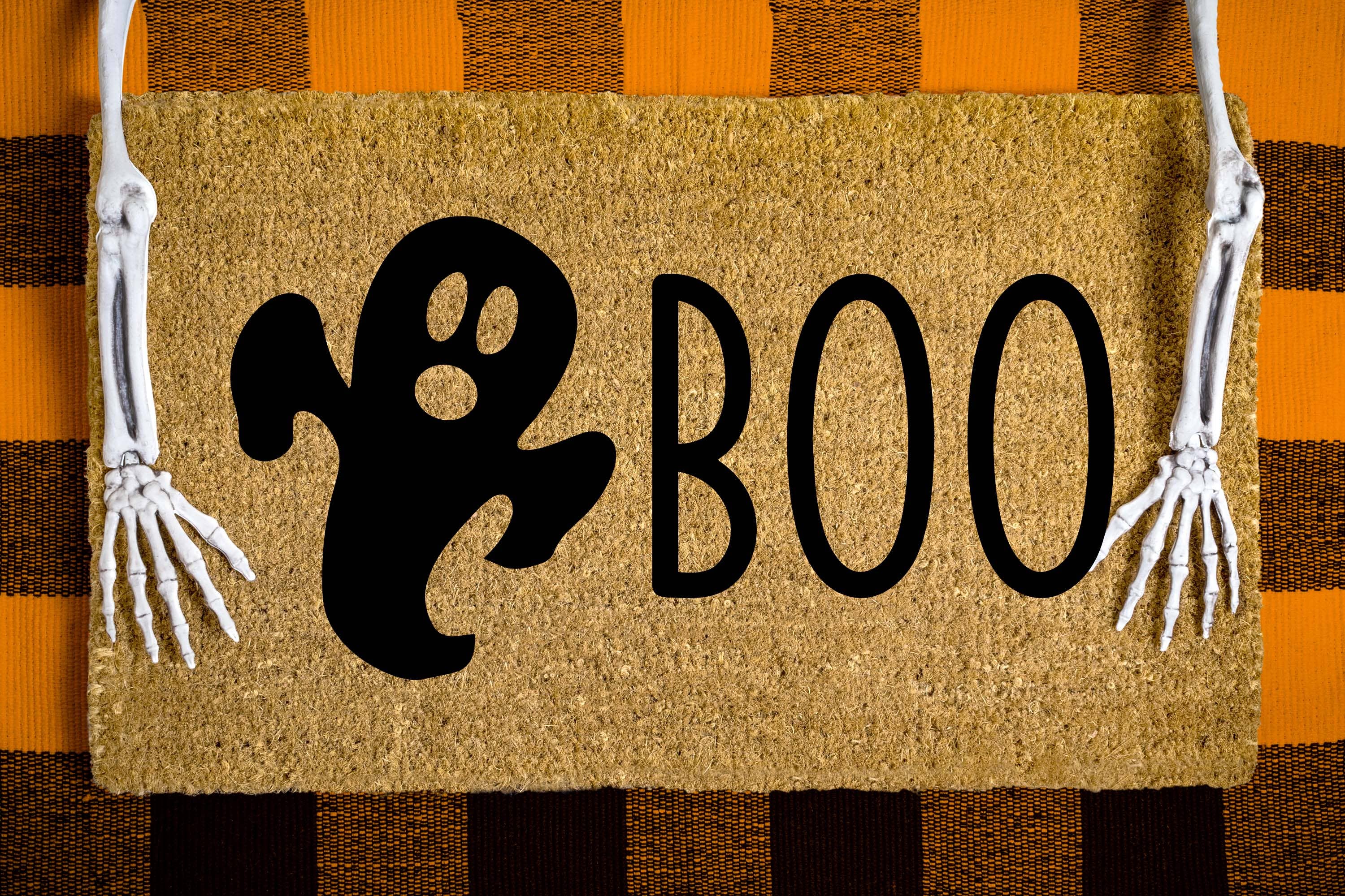Wholesale Wood Cuts - Wholesale Door Mat - Boo Ghost Halloween Doormat0