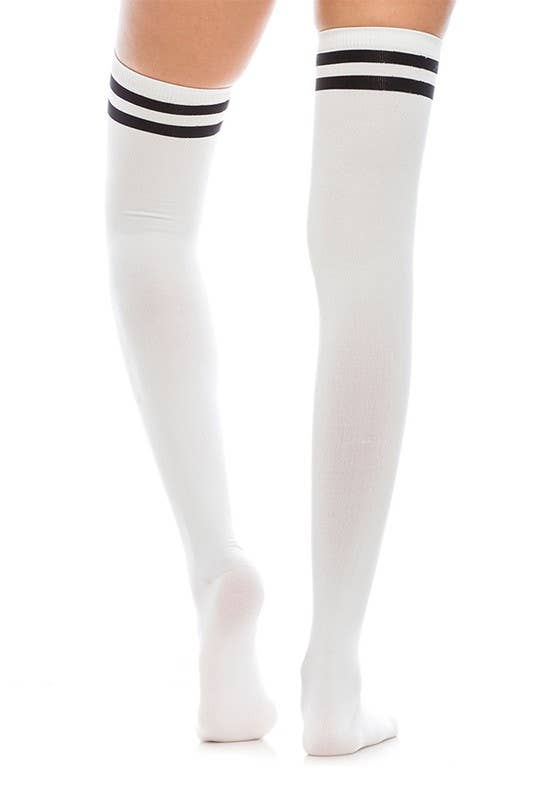 Branco Yemita Riscado Sobre os Joelhos Meias de Joelhos-Ym36-SOX para venda a revendedores na Faire2